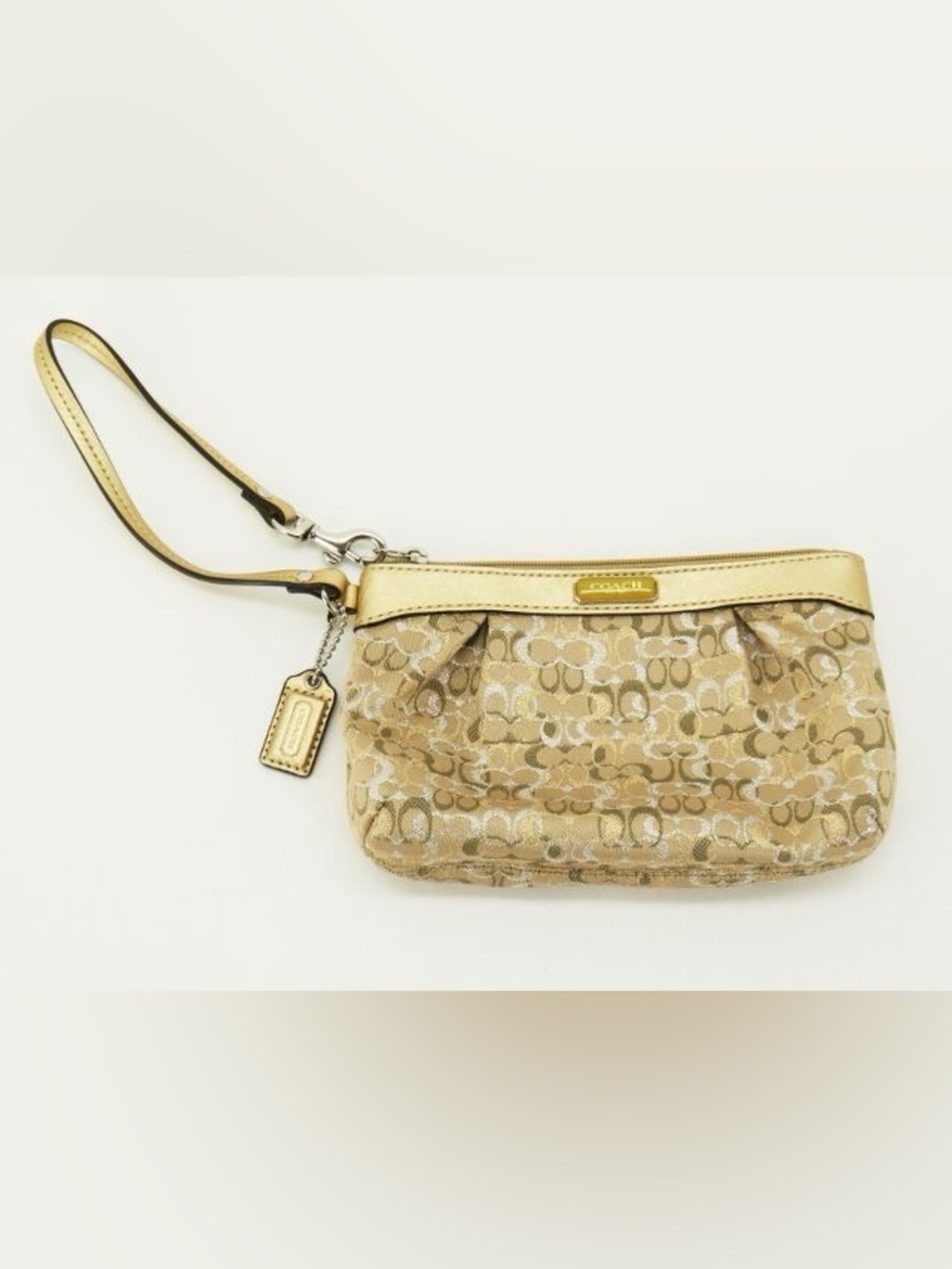 Coach Y2K Optic Gold & Beige Signature Canvas Wristlet